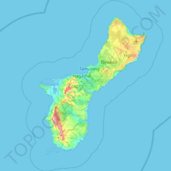 Carte topographique Guam, altitude, relief