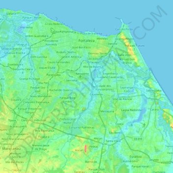 Carte topographique Fortaleza, altitude, relief