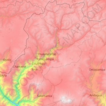 Carte topographique Reserva da paisagem da sub-bacia do Cotahuasi, altitude, relief