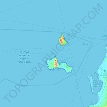Carte topographique Isole Egadi, altitude, relief