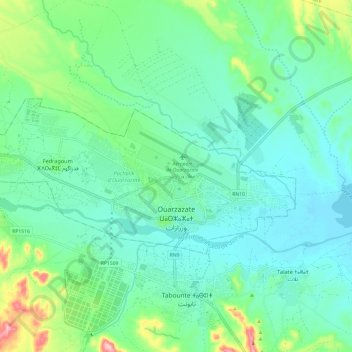Carte topographique Ouarzazate, altitude, relief