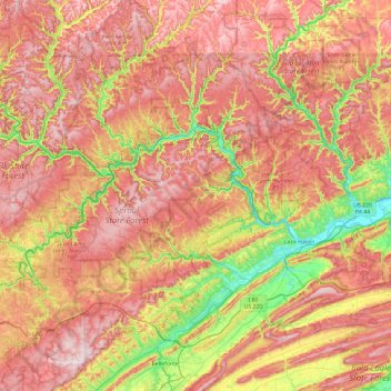 Carte topographique Clinton County, altitude, relief