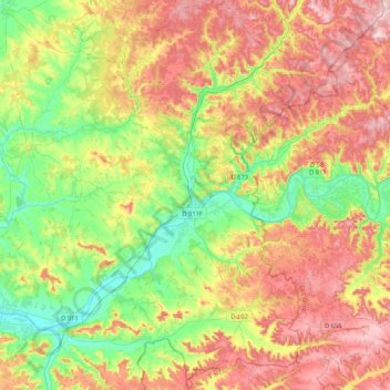 Carte topographique Le Fumélois, altitude, relief