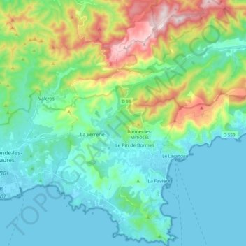 Carte topographique 83230, altitude, relief