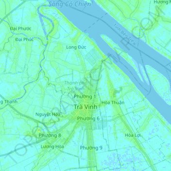 Carte topographique Trà Vinh City, altitude, relief