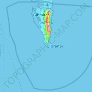 Carte topographique Gibraltar, altitude, relief