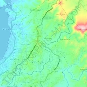 Carte topographique Ujung, altitude, relief