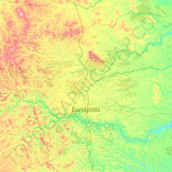 Carte topographique Eunápolis, altitude, relief