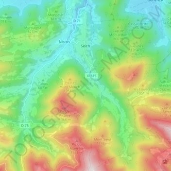 Carte topographique Seich, altitude, relief
