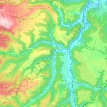 Carte topographique Blesle, altitude, relief