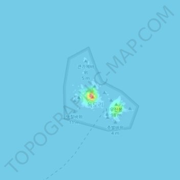 Carte topographique Dokdo Island, altitude, relief