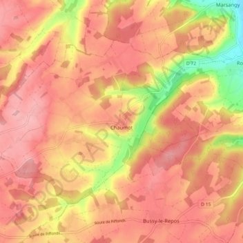 Carte topographique Chaumot, altitude, relief
