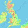 Carte topographique Gran Bretaña, altitude, relief