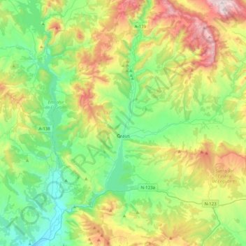 Carte topographique Graus, altitude, relief