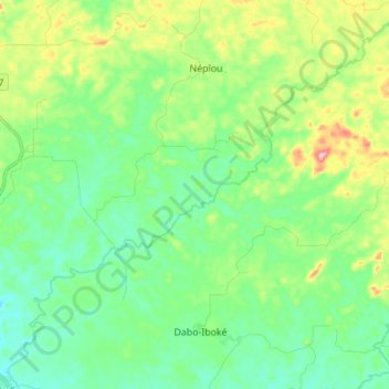 Carte topographique Tabou, altitude, relief