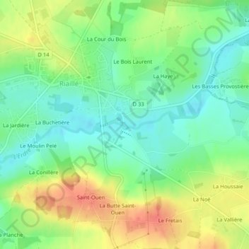Carte topographique Erdre, altitude, relief