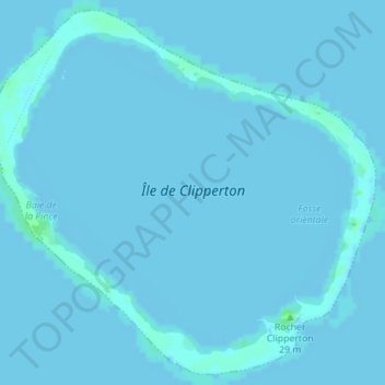 Carte topographique Isla Clipperton, altitude, relief