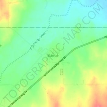 Carte topographique Ramah, altitude, relief