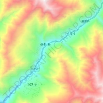 Carte topographique Xiaojin River, altitude, relief