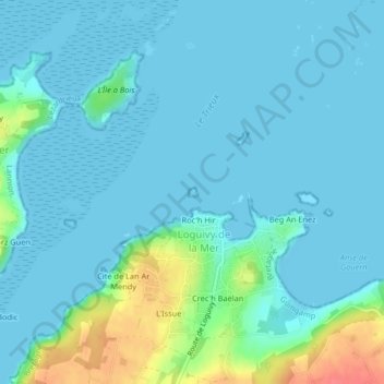 Carte topographique Roc'h Hir, altitude, relief