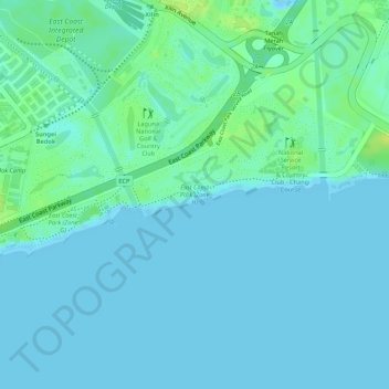 Carte topographique East Coast Park (Zone H), altitude, relief