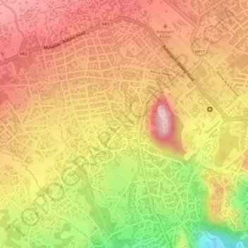 Carte topographique Rwebeya, altitude, relief