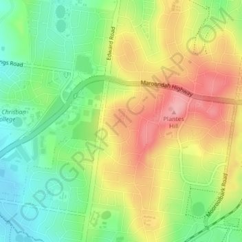 Carte topographique Castle Hill Reserve, altitude, relief