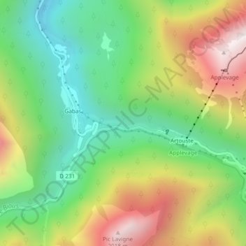 Carte topographique Le Gave du Brousset, altitude, relief