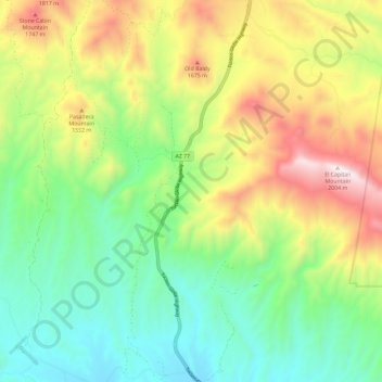 Carte topographique El Capitan Canyon, altitude, relief