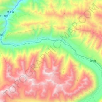 Carte topographique Mei River, altitude, relief