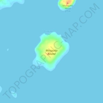 Carte topographique Mosquito Island, altitude, relief