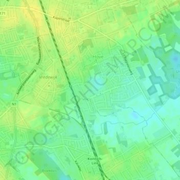 Carte topographique Kikkerpoel, altitude, relief