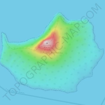 Carte topographique Pulau Krakatau, altitude, relief