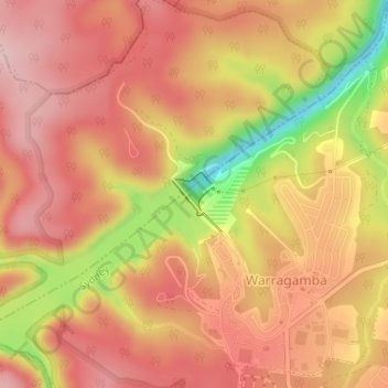 Carte topographique Warragamba Dam, altitude, relief