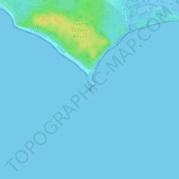 Carte topographique Torre Astura, altitude, relief