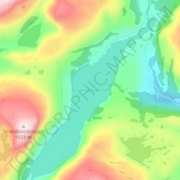 Carte topographique Strandavatnet, altitude, relief