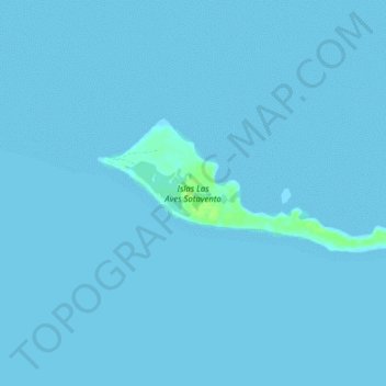 Carte topographique Islas Las Aves Sotavento, altitude, relief