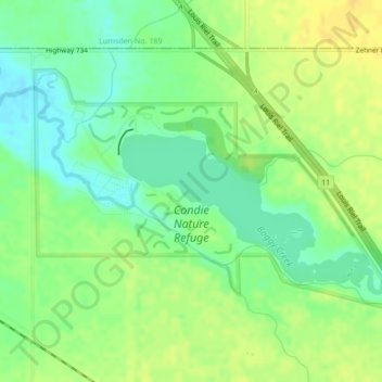 Carte topographique Condie Nature Refuge, altitude, relief