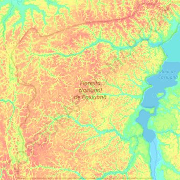 Carte topographique Floresta Nacional de Caxiuanã, altitude, relief