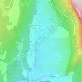 Carte topographique Toulouze, altitude, relief