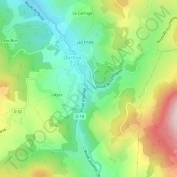 Carte topographique La Grosne Orientale, altitude, relief