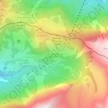 Carte topographique Le Planet, altitude, relief