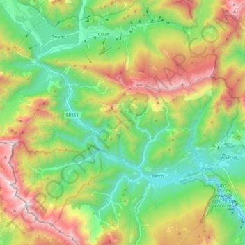 Carte topographique Valcellina, altitude, relief