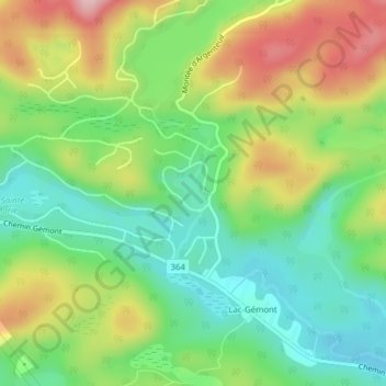 Carte topographique Lac Iroquois, altitude, relief
