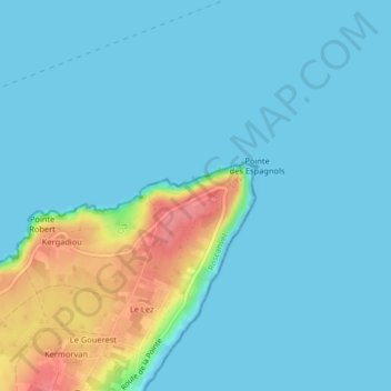 Carte topographique Batterie de 4 x 24 cm, altitude, relief