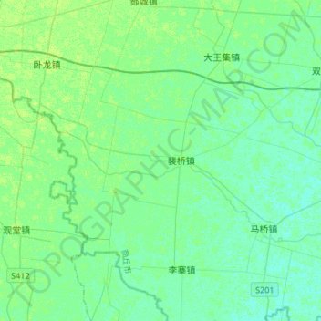 Carte topographique Bao River, altitude, relief