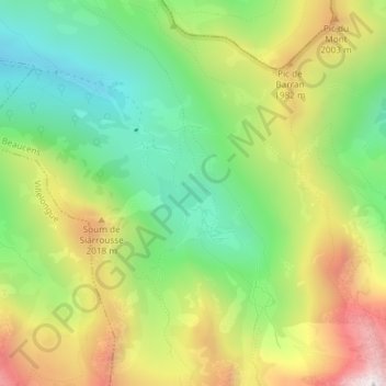 Carte topographique Lac d'Isaby, altitude, relief