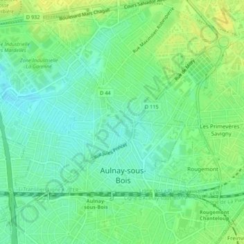 Carte topographique Parc Gainville, altitude, relief