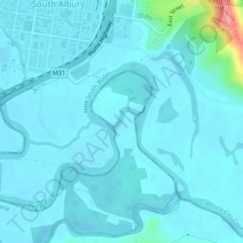 Carte topographique Murray River, altitude, relief