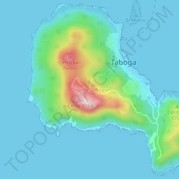 Carte topographique Taboga, altitude, relief